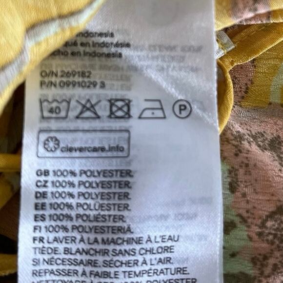 H&M Yellow Floral Square Neck Short Sleeve Open Tie Back Blouse Crop Top Size XS - Picture 5 of 5